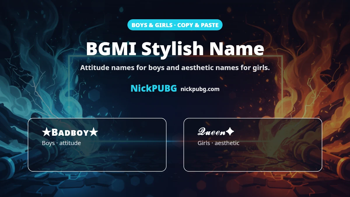BGMI name style for boys and girls — stylish copy paste names