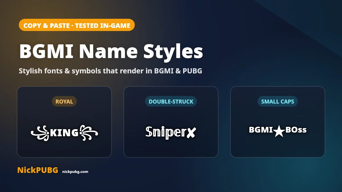 BGMI name styles with fancy fonts and symbols to copy and paste