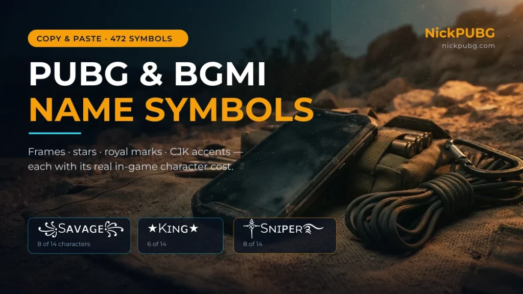 PUBG & BGMI Name Symbols — 472 to Copy & Paste