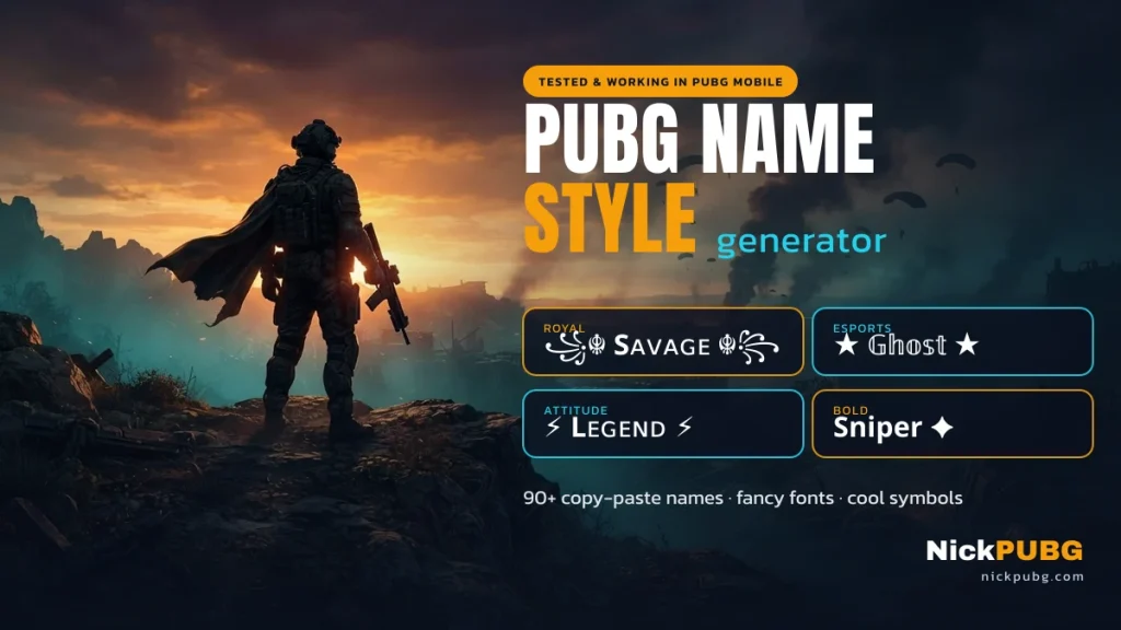 PUBG Name Style — 90+ Stylish PUBG Names (Copy & Paste)
