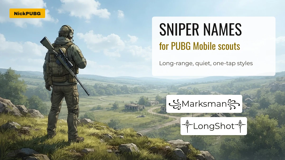 PUBG sniper names copy paste examples Marksman and LongShot with a scout on a hill