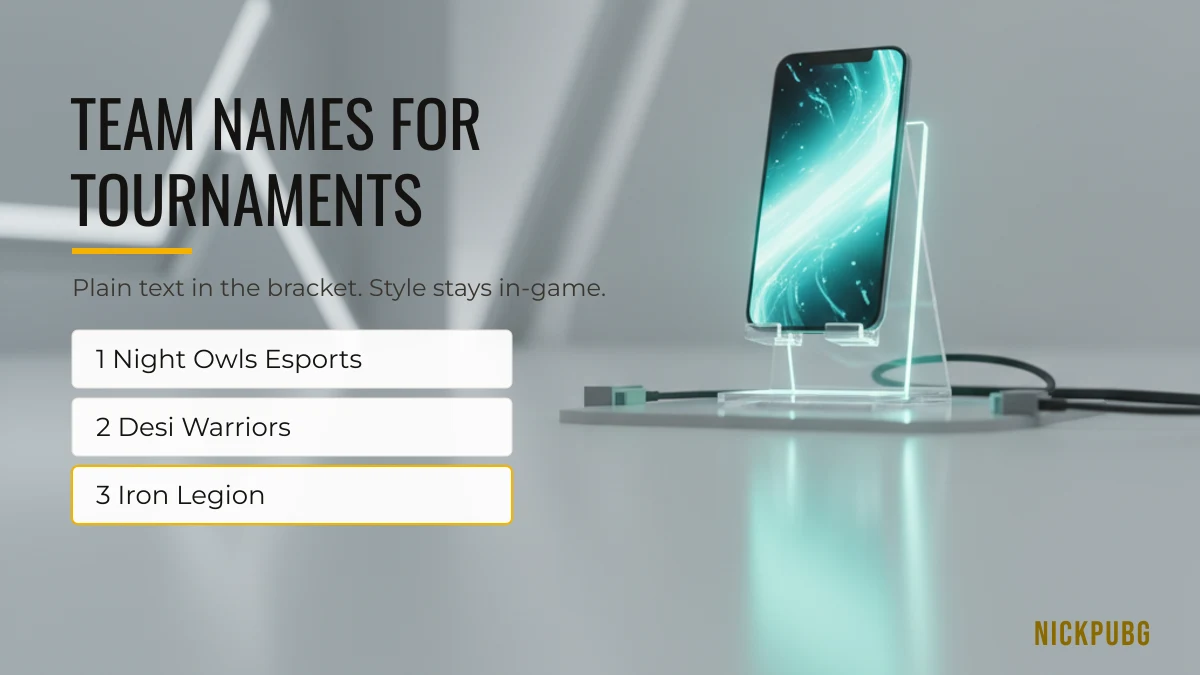 BGMI squad team names for custom room and tournament registration