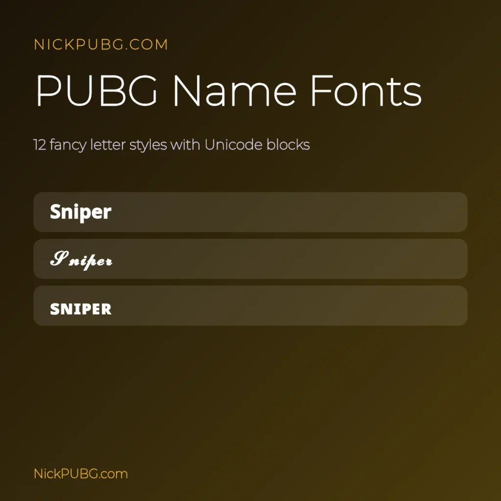 PUBG Name Fonts – Fancy Letters That Work in BGMI Names