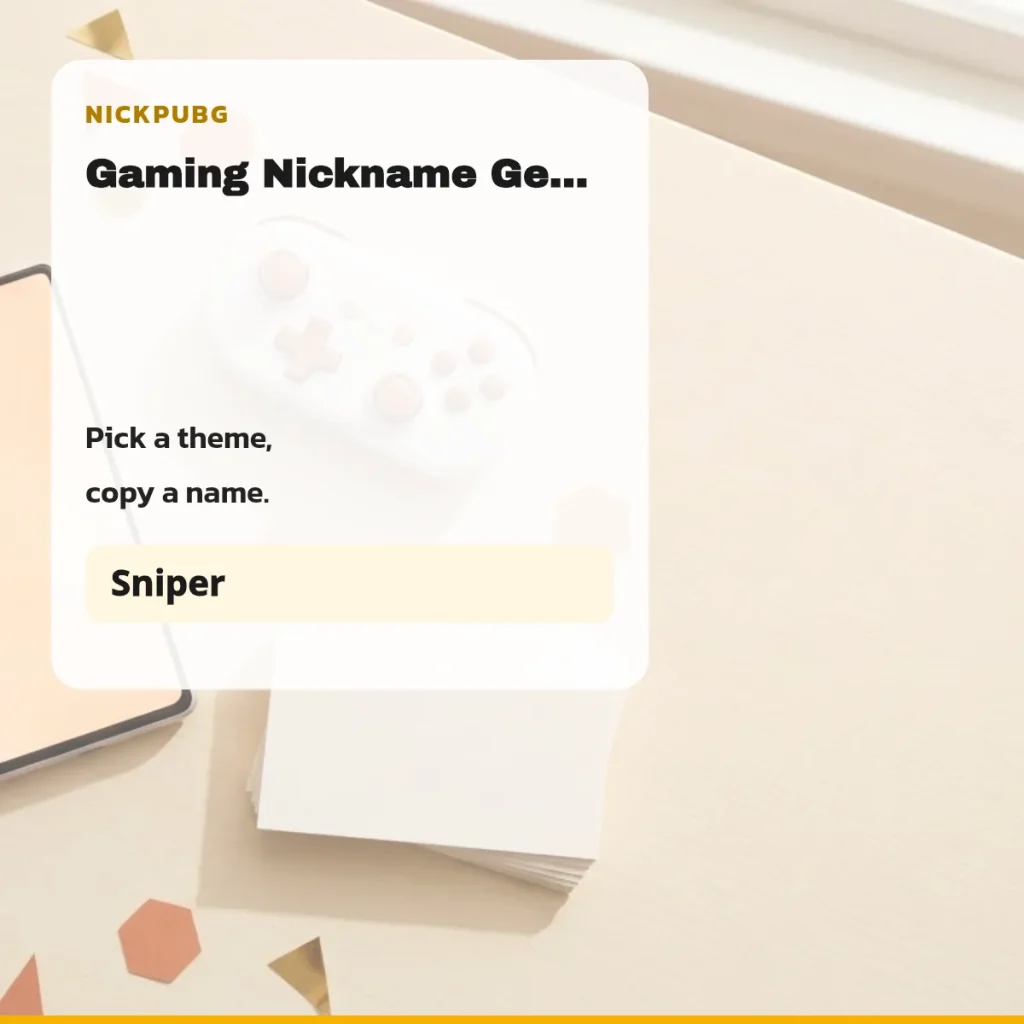 Gaming Nickname Generator โ Stylish Game Names for BGMI and PUBG